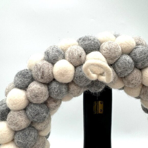 Trader Joe’s Gray Ivory Handcrafted Felted Wool Wreath 9” gray white Made In Nep - Picture 8 of 10